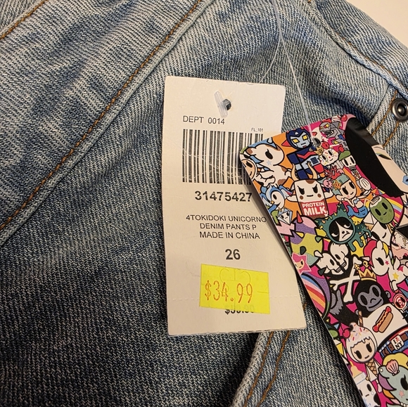 Hot Topic Tokidoki Plus Size Blue Jean Shorts Distressed Raw Hem New Custom Cut - Picture 12 of 15